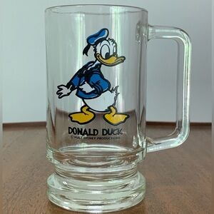 Vintage Donald Duck Glass Mug Walt Disney Productions Coffee Mug Retro Disney